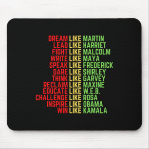 Dream Like Martin Men Women Boys Girls Black Histo Mouse Mat