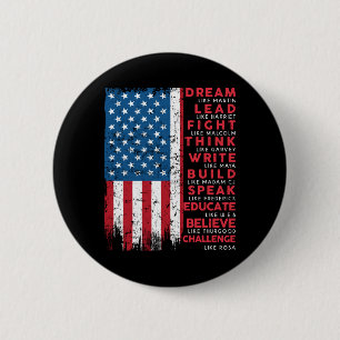 Dream Like Martin Vintage USA Flag Gift 6 Cm Round Badge
