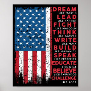 Dream Like Martin Vintage USA Flag Gift Poster