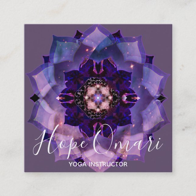 Dream Lotus Meditation Mandala Square Business Card (Front)
