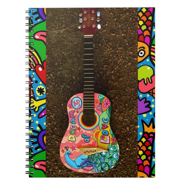 Dream Love Colourful Bright Guitar Notebook (Front)