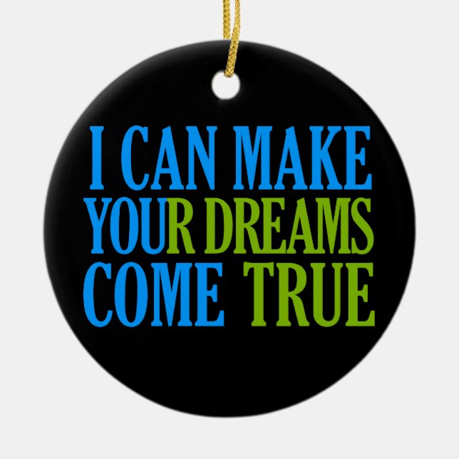 Dream Maker ornament, customisable Ceramic Tree Decoration (Front)