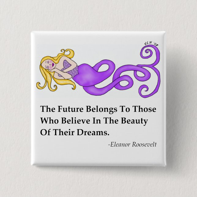 Dream-Mer Mermaid 15 Cm Square Badge (Front)