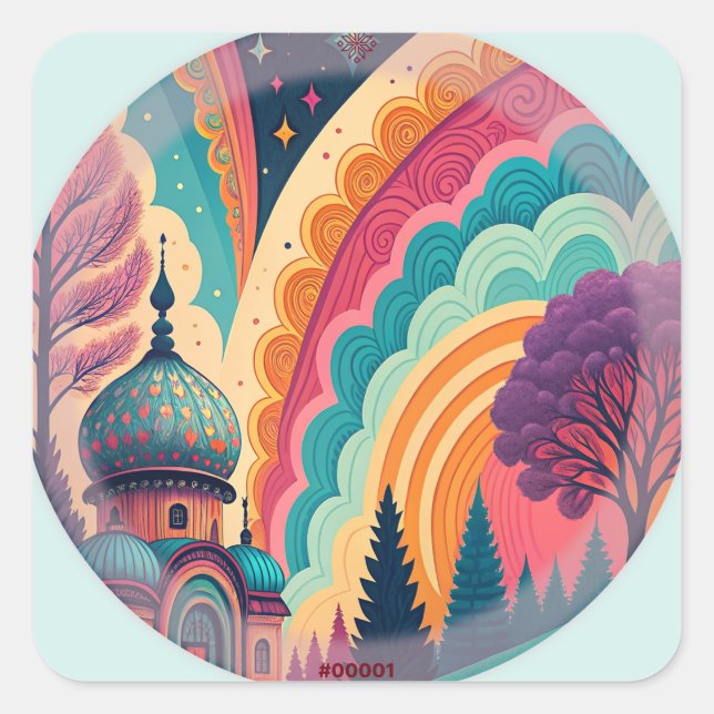 Dream Mosque Rainbow Label Sticker – Customisable (Front)