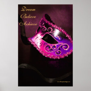 Dream Motivational Masqurade Pink Poster Print