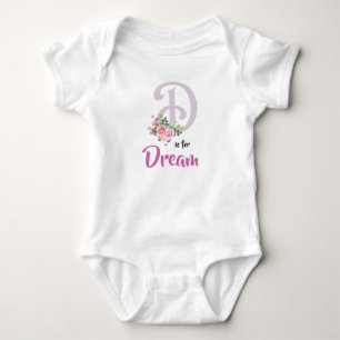 Dream Name Baby Outfit Letter D Romper Floral Girl Bodysuit