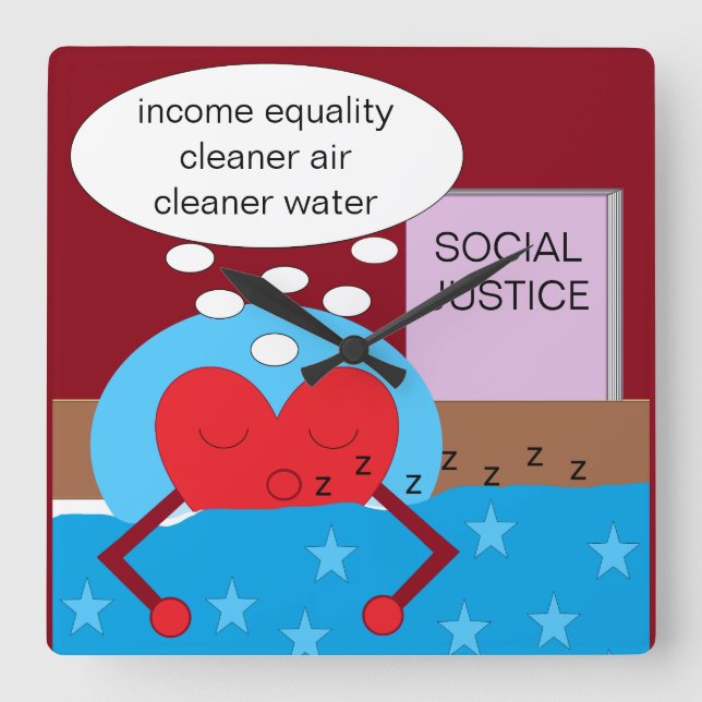 Dream of a Better World:  Square Wall Clock (Front)