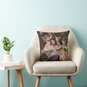 Dream of Spring, Rêve de Printemps by Bouguereau Cushion