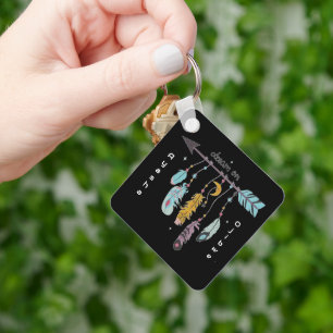 Dream On Boho Tribal Native Custom Tribe/Name Key Ring