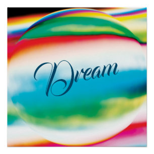 "Dream" on Pastel Watercolor-like Abstract Design Poster