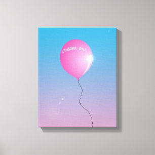 Dream on Quote Pink balloon in sky inspirational Canvas Print