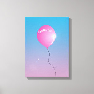 Dream on Quote Pink balloon in sky inspirational Canvas Print
