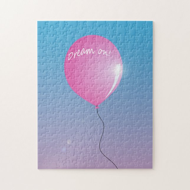 Dream on Quote Pink balloon in sky inspirational Jigsaw Puzzle (Vertical)