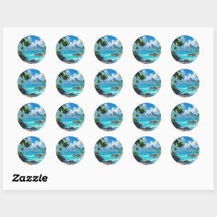 Dream On, Tropical Paradise, Classic Round Sticker