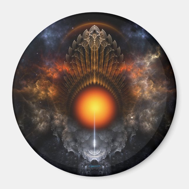 Dream Orb Fractal Art Round Magnet (Front)