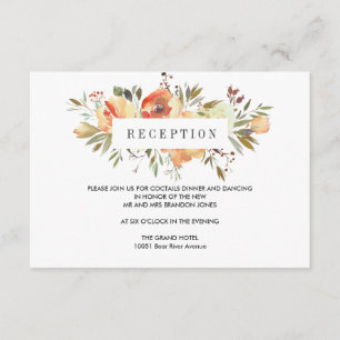 Dream Peach Floral WEDDING Reception Enclosure Card