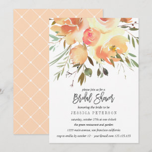 Dream Peach Flower Wedding Bridal Shower party Invitation