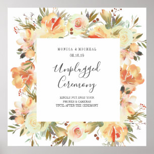 Dream peach Unplugged Wedding Ceremony Sign