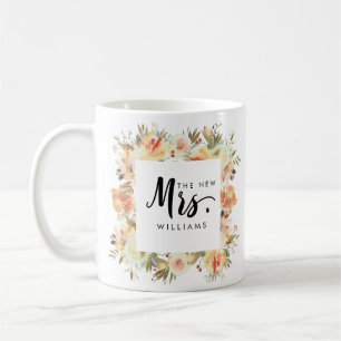 Dream Peach   WEDDING  THE NEW MRS Typography Coffee Mug