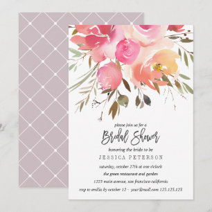 Dream Pink Chic Flower Wedding Bridal Shower party Invitation
