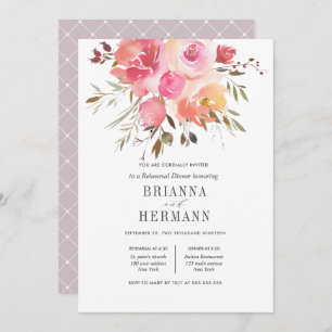 Dream Pink   Flowers Wedding  Rehearsal Dinner Invitation