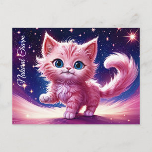 Dream pink kitten pets nursery unique design postcard