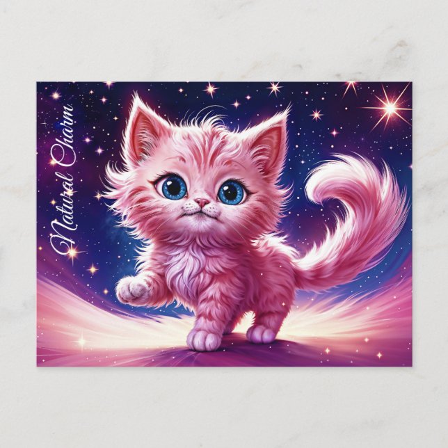 Dream pink kitten pets nursery unique design postcard (Front)