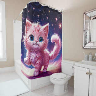 Dream pink kitten pets nursery unique design shower curtain