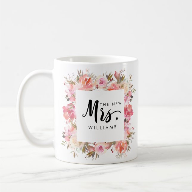 Dream Pink | WEDDING  THE NEW MRS Typography Coffee Mug (Left)