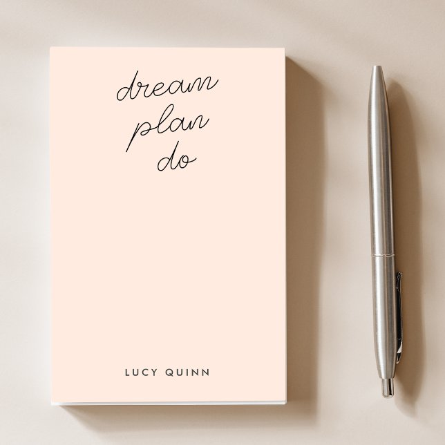 Dream Plan Do | Blush Pink Modern Stylish Script Post-it Notes (Creator Uploaded)