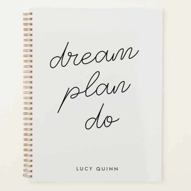 Dream Plan Do | Modern Minimalist Simple Grey Planner (Front)