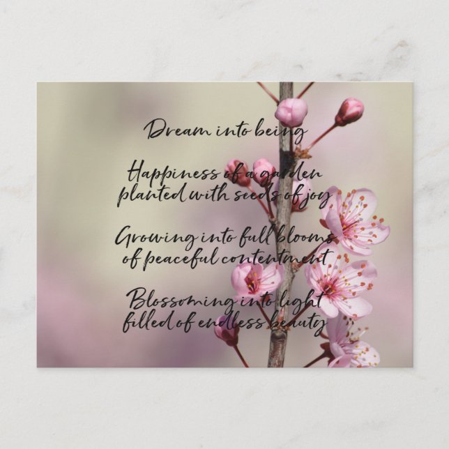 Dream Poem Cherry Blossom Flowers Postcard (Front)