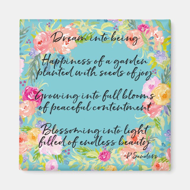 Dream Poem Watercolor Floral Magnet (Front)