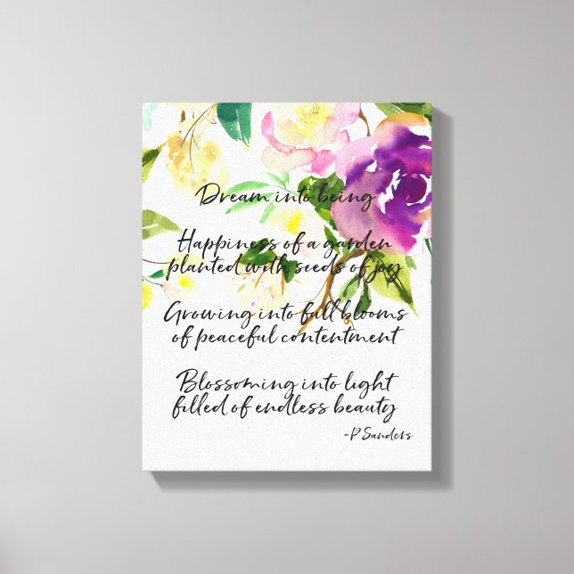 Dream Poem Watercolor Purple Floral Canvas Print (Front)
