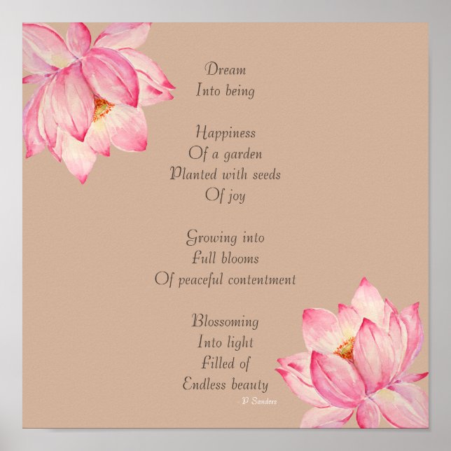 Dream Poem with Lotus Flowers Poster (Front)