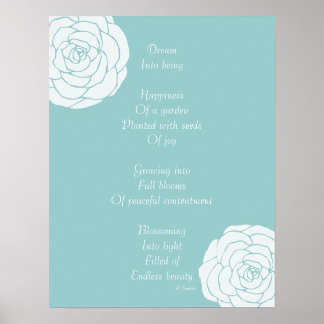 Dream Poem with White Roses Poster (Front)