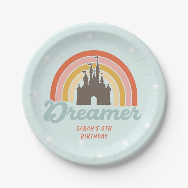 Dream Rainbow Castle Fairy Tale Paper Plate (Front)