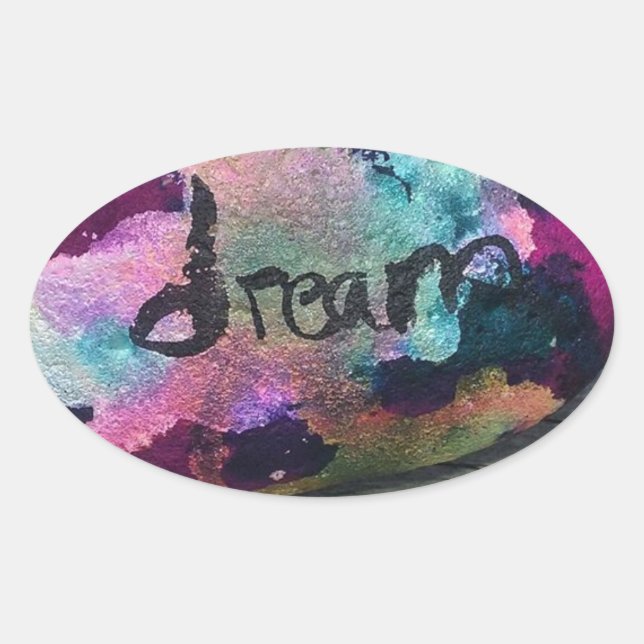Dream Rock I painted with alcohol and India ink. Oval Sticker (Front)