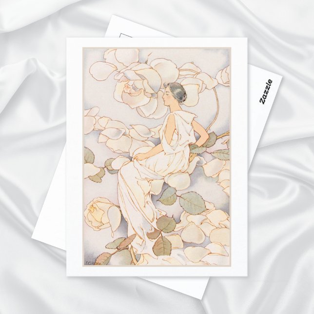 Dream Roses White Flower Vintage Postcard (Creator Uploaded)