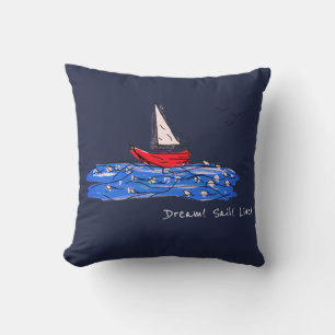 Dream Sail Live Sea Boat Seagulls Throw Pillow