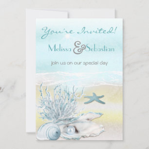 Dream Shore Beach Blue Wedding Invite