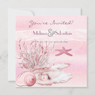 Dream Shore Beach Carnation Pink Wedding Invite