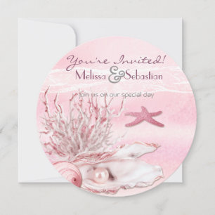 Dream Shore Beach Carnation Pink Wedding Invite