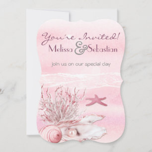 Dream Shore Beach Carnation Pink Wedding Invite