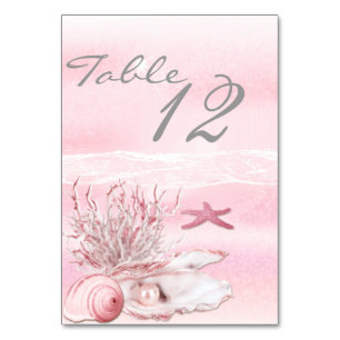 Dream Shore Beach Carnation Pink Wedding Table Car Table Number