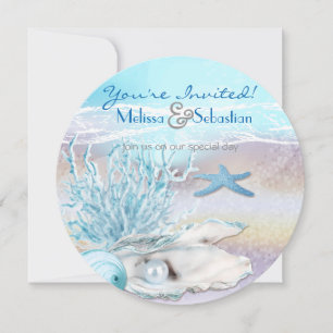 Dream Shore Beach Dk Teal Wedding Invite