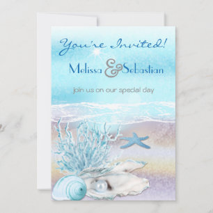 Dream Shore Beach Dk Teal Wedding Invite