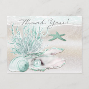 Dream Shore Beach Green Thank You Postcard