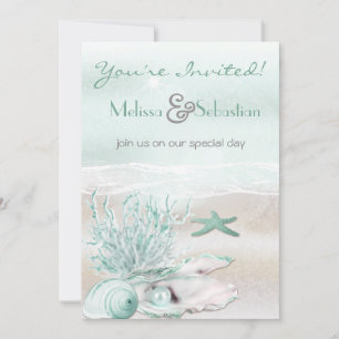 Dream Shore Beach Green Wedding Invite