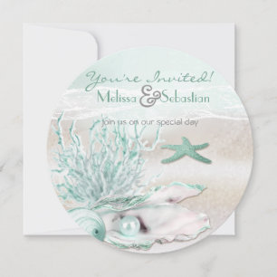 Dream Shore Beach Green Wedding Invite